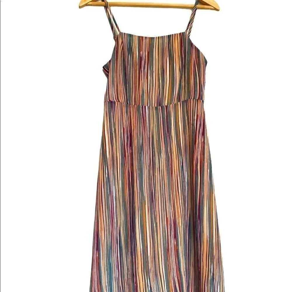 Lumiere Striped Flowy Spaghetti Strap Dress Small